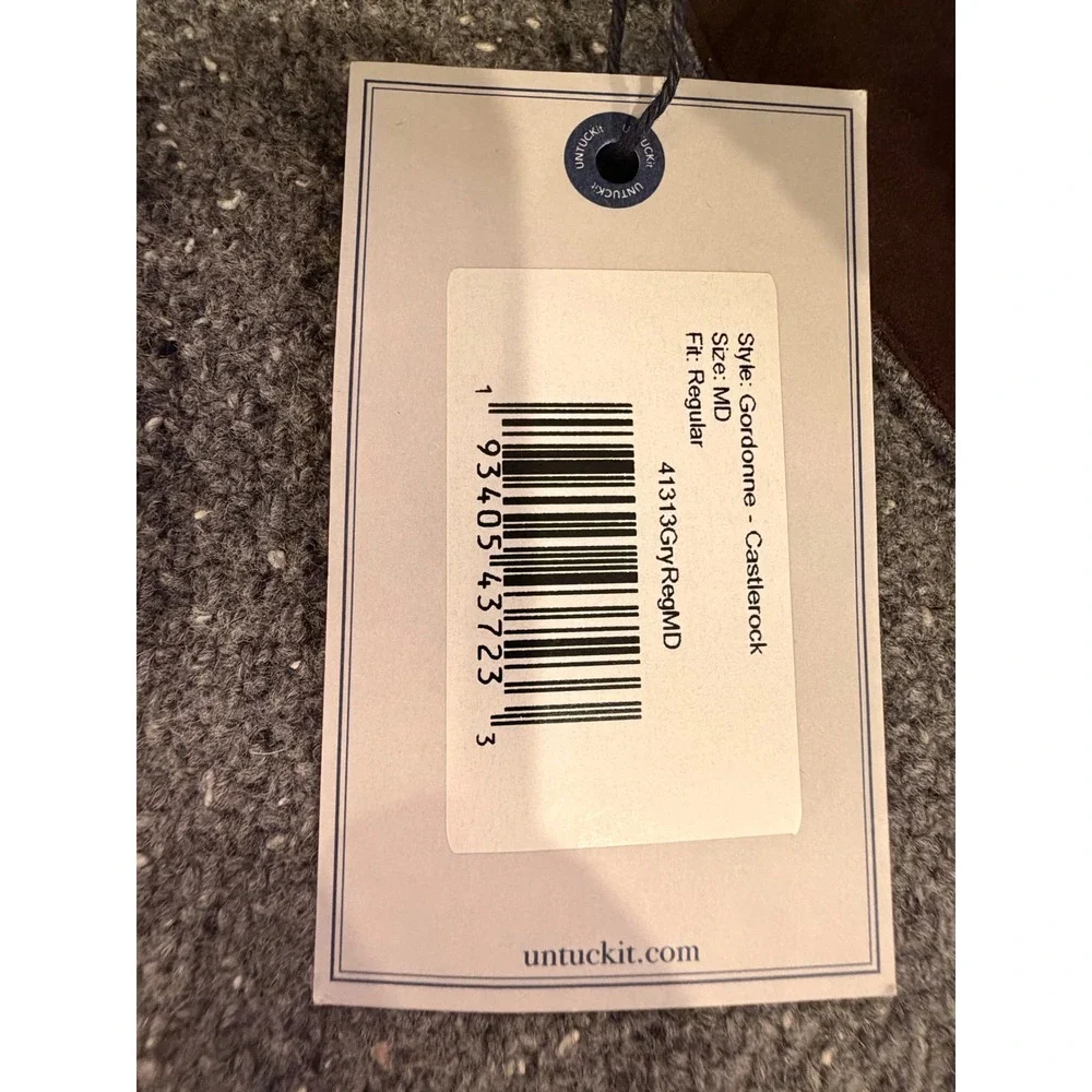 UNTUCKit Gordonne Castlerock Grey Lambswool Blend Mock Neck Sweater Mens Medium